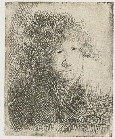 Selbstporträt, nach vorne gelehnt, zuhören Rembrandt